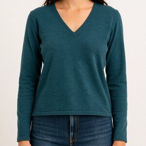 ChatGPT said:  Eddie Bauer Italian Merino Wool Stretch V-Neck Sweater | Size M